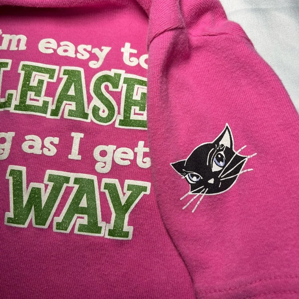 Vintage Y2K Self Esteem Girls Cat Graphic Pink Black‎ Hoodie Size Large